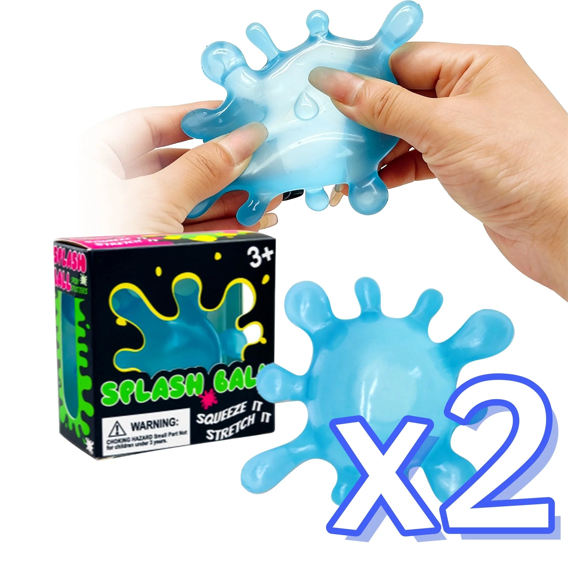 Splash Squeeze Stress Ball Slow Rise Fidget Toy Adults &amp; Kids Fidget Stress Ball Zpaxo Blue Color x 2