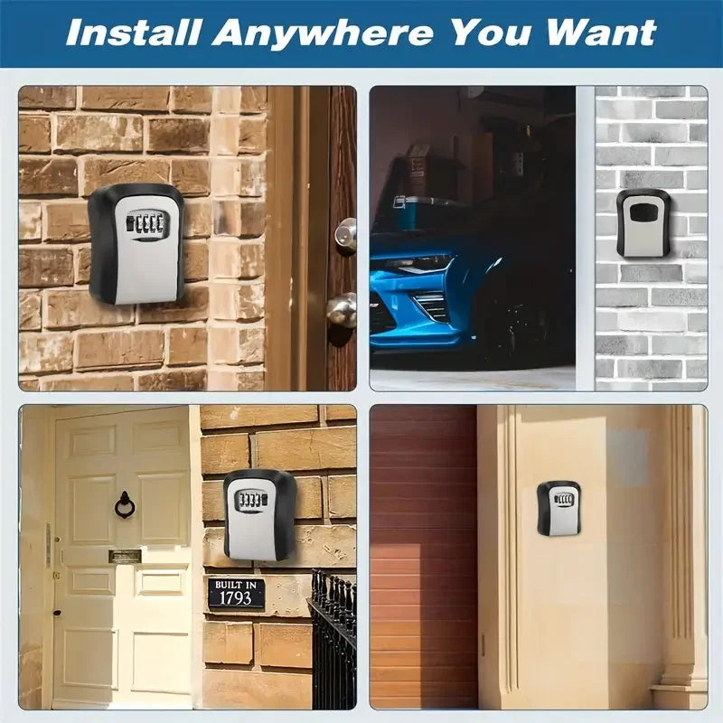 Key Safe Wall Mount No-battery Combination Lock Box Metal Plastic