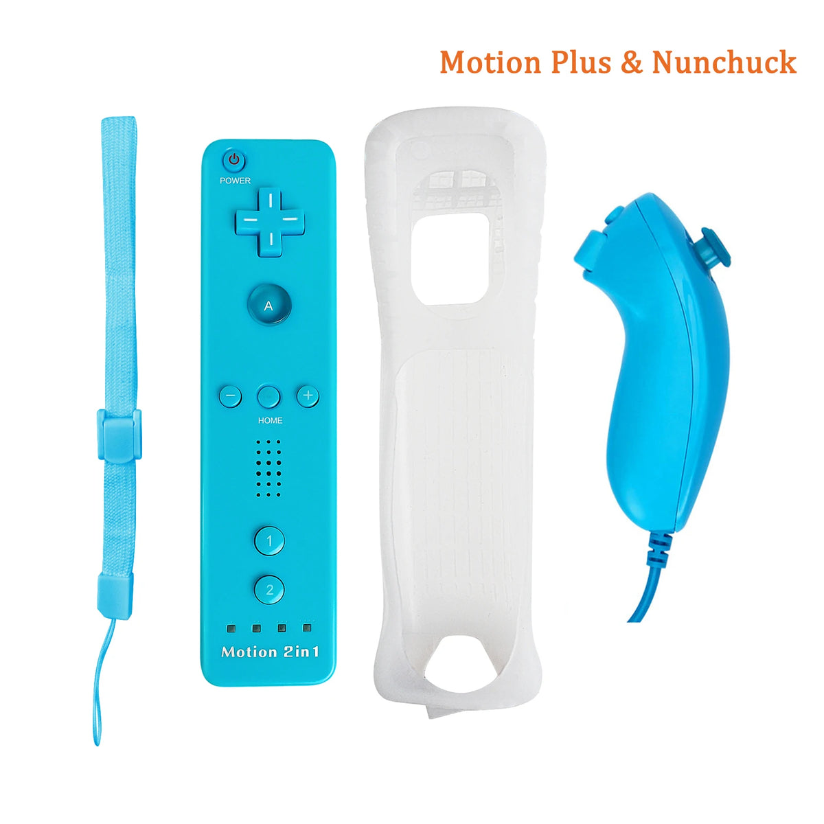 2 In 1 Family Gaming Accessories Wireless Remote Gamepad Silicone Case Included For Nintendo Wii/Wii U Optional Motion Plus Tool Zpaxo Blue nunchuck