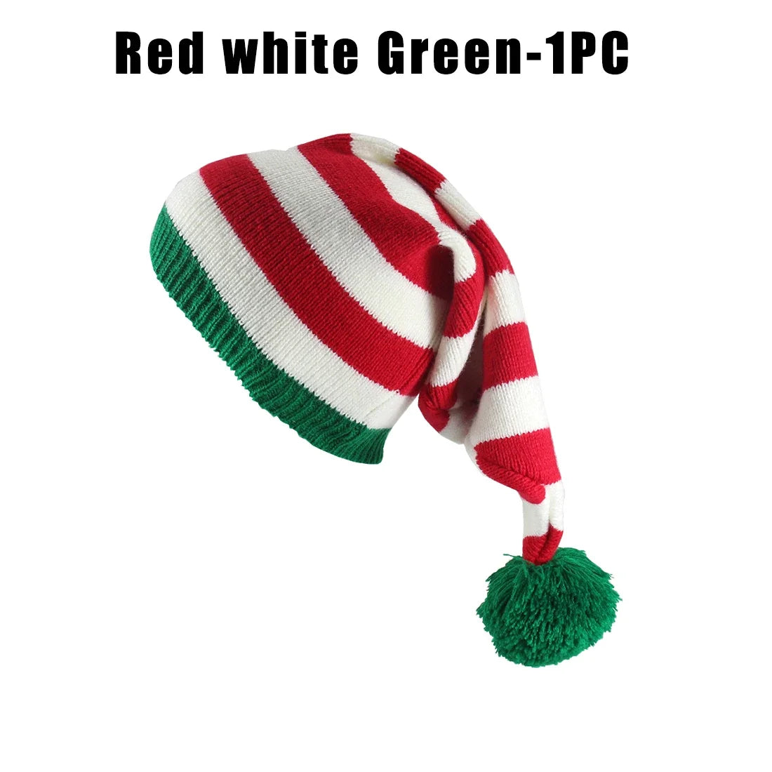 Unisex Christmas Knit Hat European Long-tail Pom Elf Beanie Festive