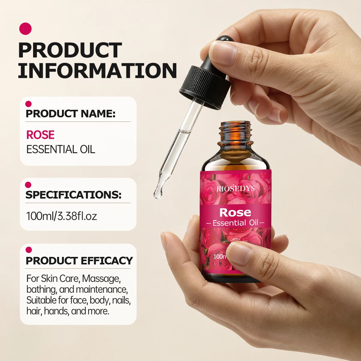 ROSE ESSENTIAL OIL Suitable Massage Skincare Deeply Nourishes Zpaxo
