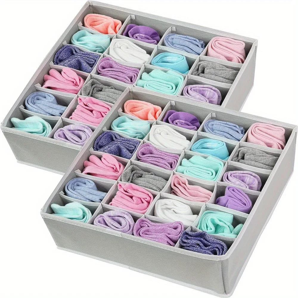Collapsible Sock Drawer Organizer - Women Accessories for Closet Cabinet Storage - 24 Grids Underwear Storage Boxes Zpaxo