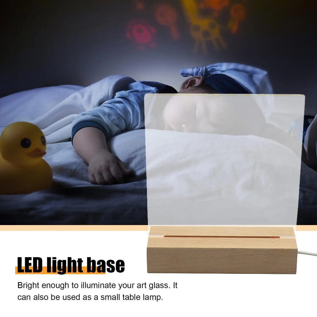 LED Wood Display Base-rectangle Crystal Lighted Base Stand Acrylic