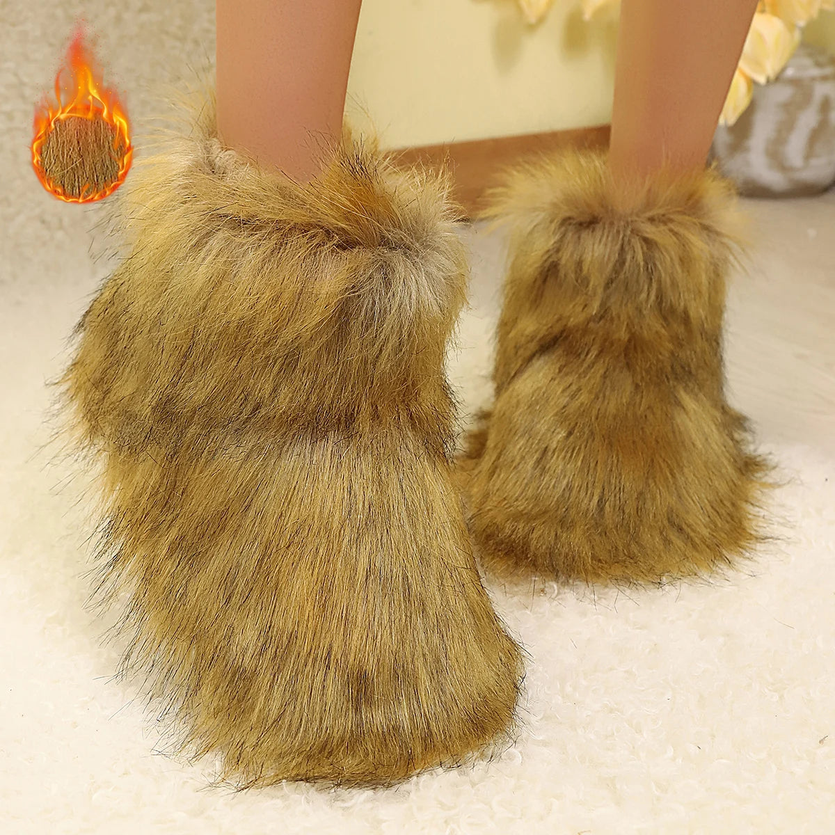 Women Fur Boots 2025 New Platform Ankle Boots Thickened Fluff Warm Comfortable Shoes Women Luxury Fluffy Furry Snow Boots Woman Zpaxo
