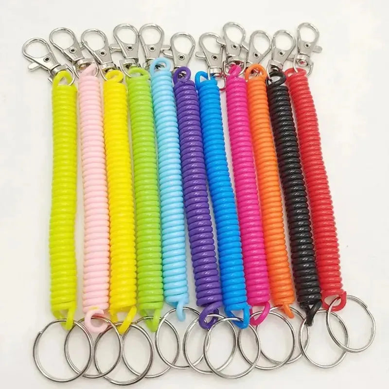 Elastic Spiral Wrist Coil Keychain – Spring Stretch Key Ring