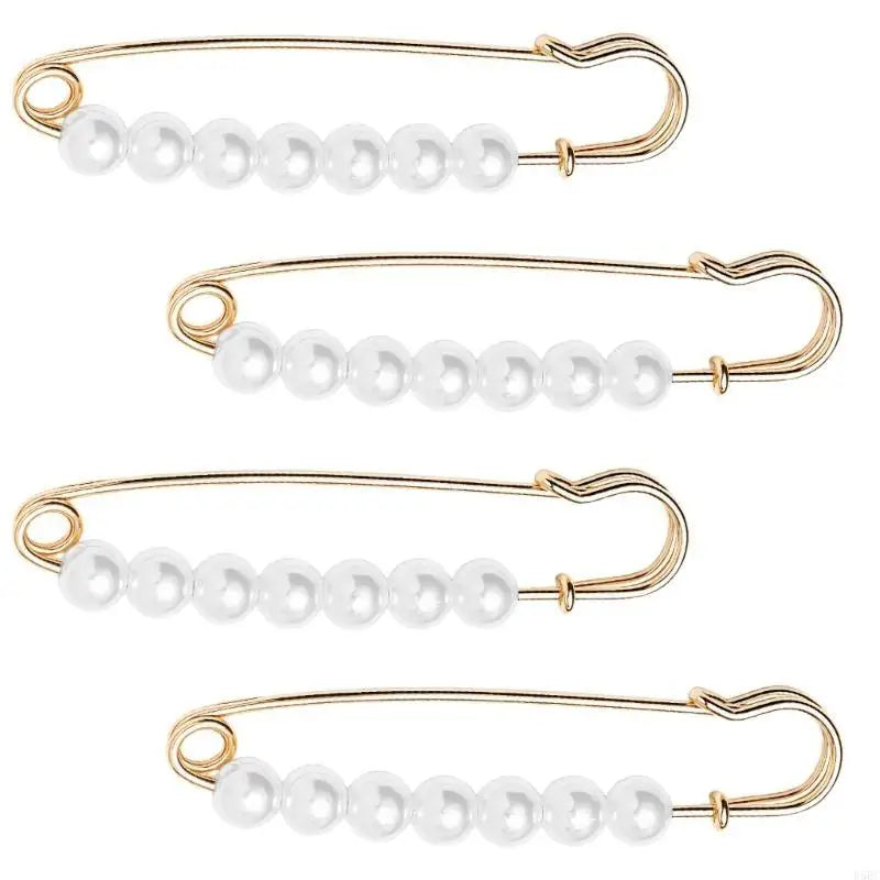 4Pcs Pearls Embellished Clothing Pin Waist Tighteners Clip for Jeans Trous Pants Zpaxo