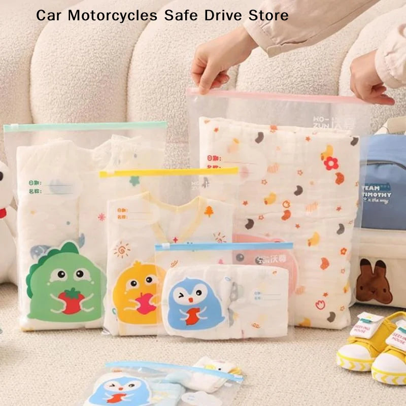 M5 Cute Cartoon Baby Clothing Storage Bags Waterproof Resealable