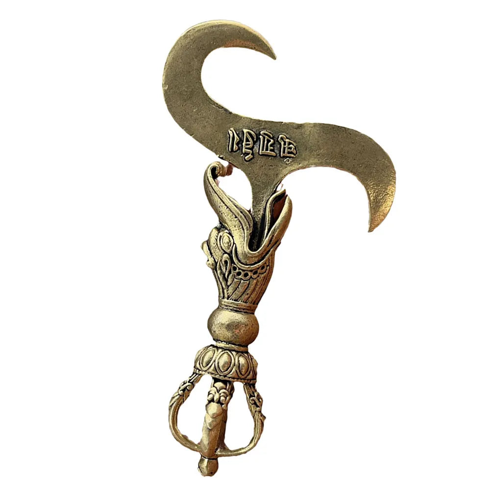 Brass Vajra Pestle Pendant Tibetan Horse Head Silver Plated Mini
