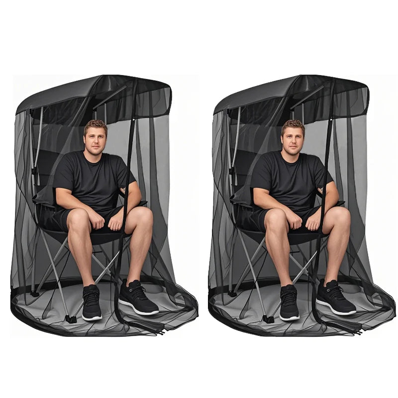 Foldable Waterproof Fine Mesh Chair Cover Mosquito Protection Zpaxo Black-2PCS