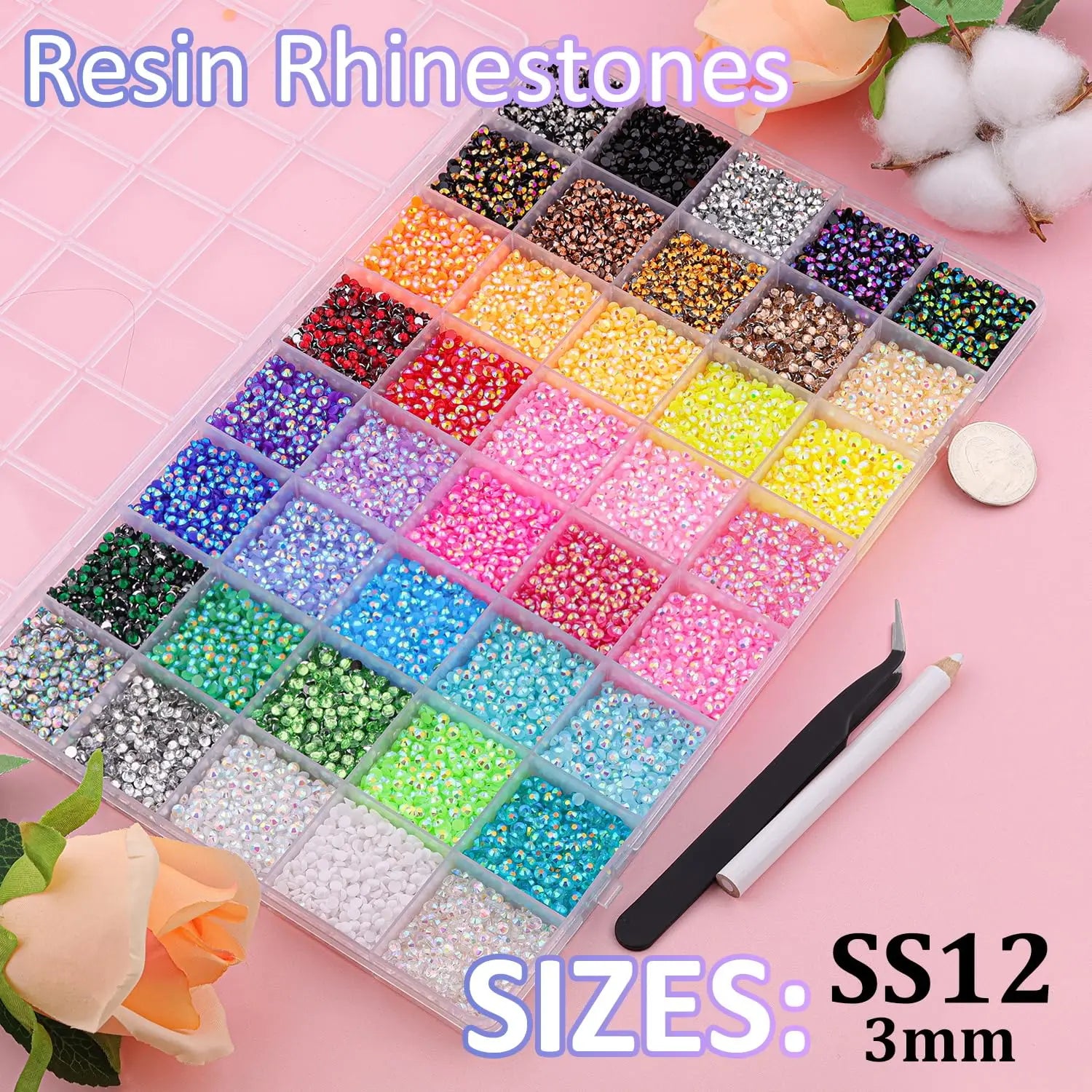 Simple Shiny Half-round Nail Rhinestones Flat Bottom Resin Gems DIY