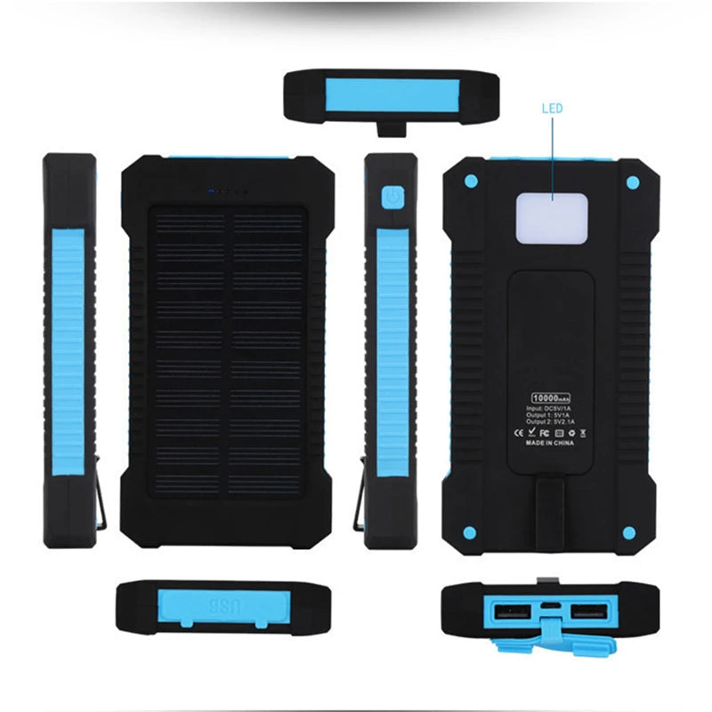 500000mAh Waterproof Outdoor Solar Power Bank Dual USB Travel Portable Solar Charger SOS Flashlight for iPhone Xiaomi Huawei Zpaxo