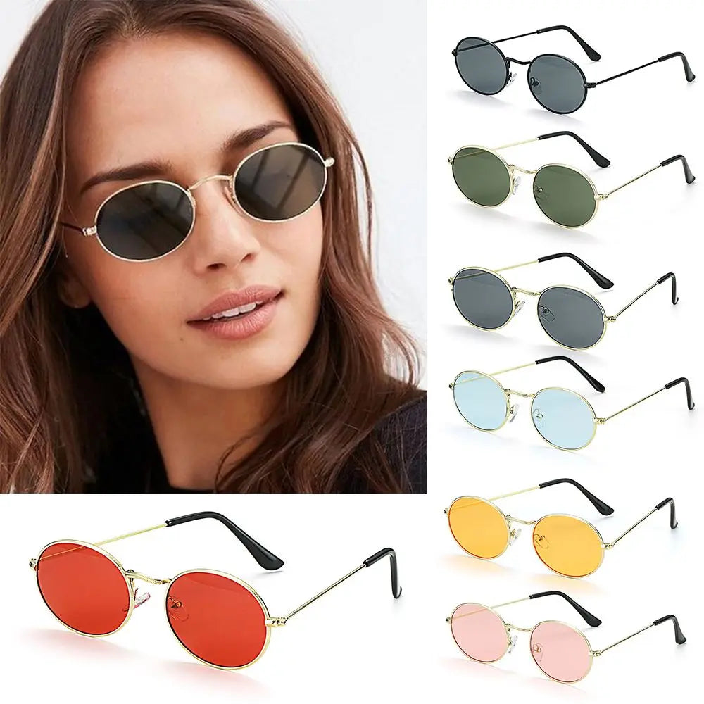 Vintage Fashion UV400 Small Frame Steampunk Men's Shades Sun Glasses Gradient Mirror Glasses Oval Sunglasses Zpaxo
