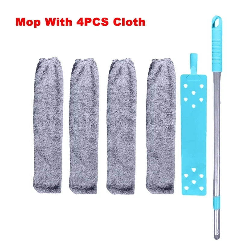 Long Handle Mop Telescopic Duster Brush Gap Dust Cleaner Bedside Sofa Zpaxo Mop With 4PCS Cloth