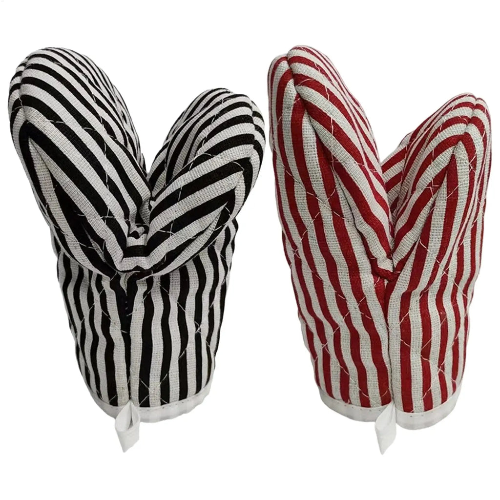 Oven Mitts Heat Resistant Striped Microwave Kitchen Gloves Duck Bill