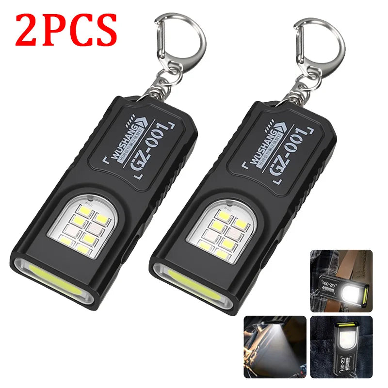 Mini COB LED Keychain Flashlight – USB-C Rechargeable, 5 Modes LED Keychain Flashlight Zpaxo 2Pcs Fixed Focus