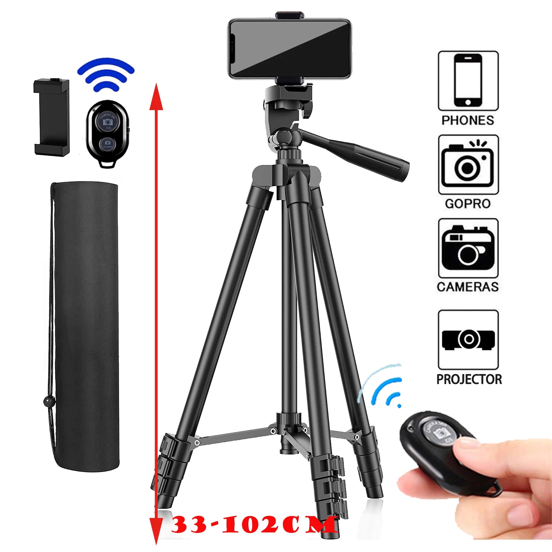Phone Live Tripod Universal Camera Flexible Tripod Stand Phone Holder Lightweight Photography Accessories For Phone DSLR Camera Zpaxo Black