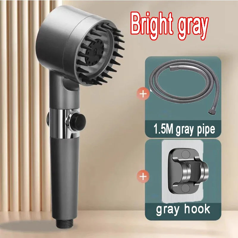 Black High Pressure Shower Head Rainfall 3 Modes Adjustable Boost Filter Holder One Click Water Stop Bathroom Accessories Zpaxo style2