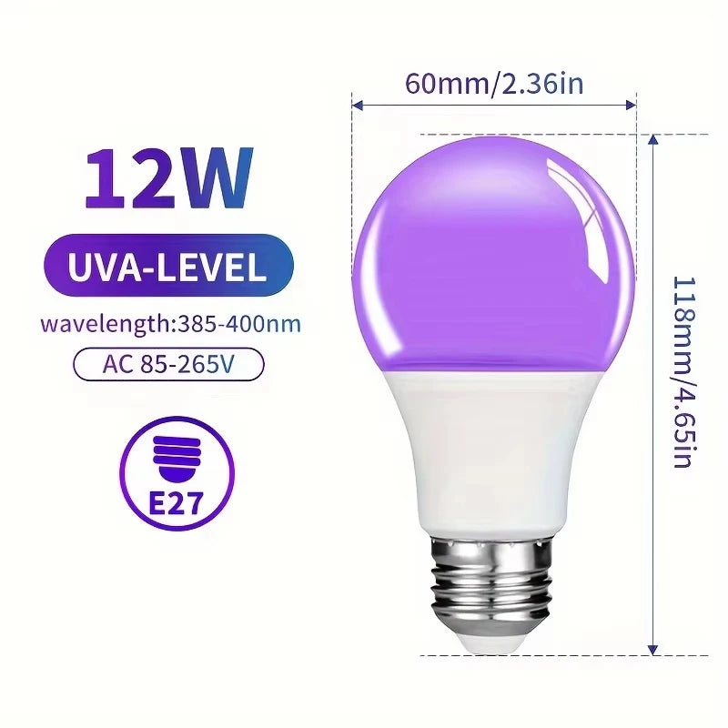 12W UV Black Light Bulb E27 LED – Party & Halloween Decor