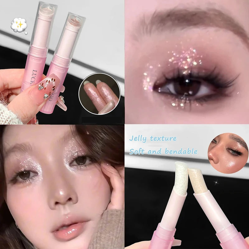 Jelly Eye Shadow Stick Blue Diamond Aurora Glitter Pearlescent