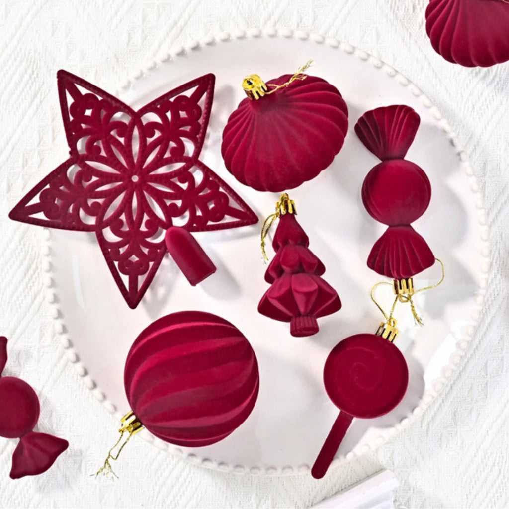 24-Pack Flocked Velvet Christmas Ball Ornaments | Tree Decor