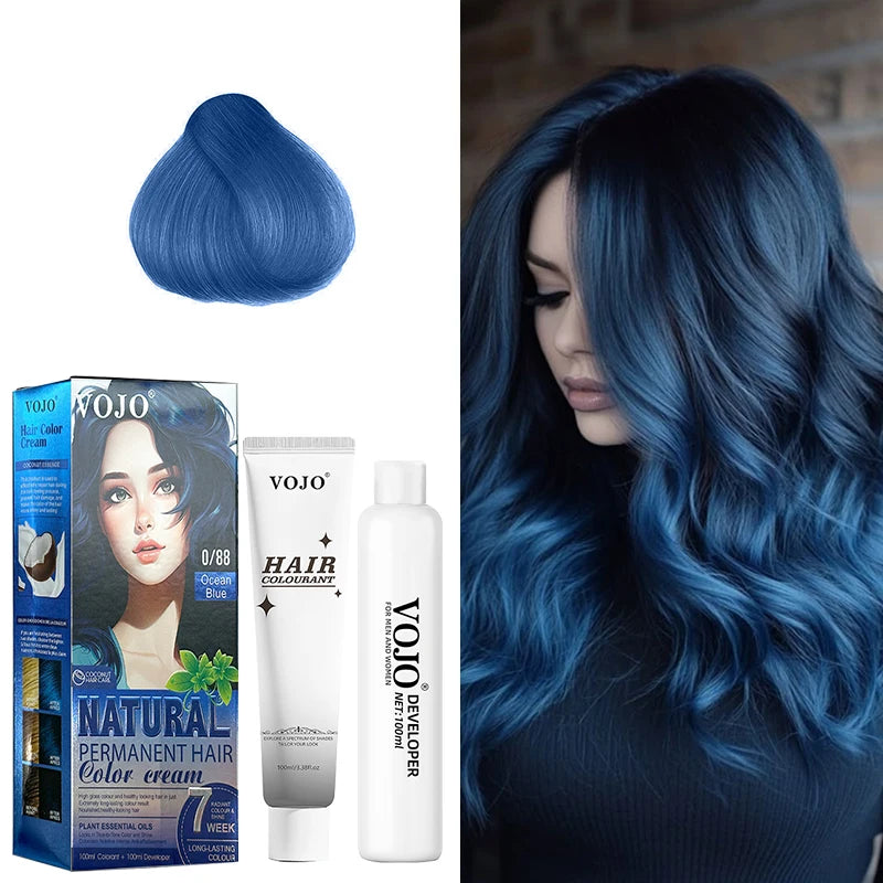 Semi-Permanent Hair Dye,100ml and 100ml Coloring Agent,Easy to Apply,Hair Coloring,Vibrant Shades,Nourishing Vegan Hair Dye Zpaxo Ocean blue