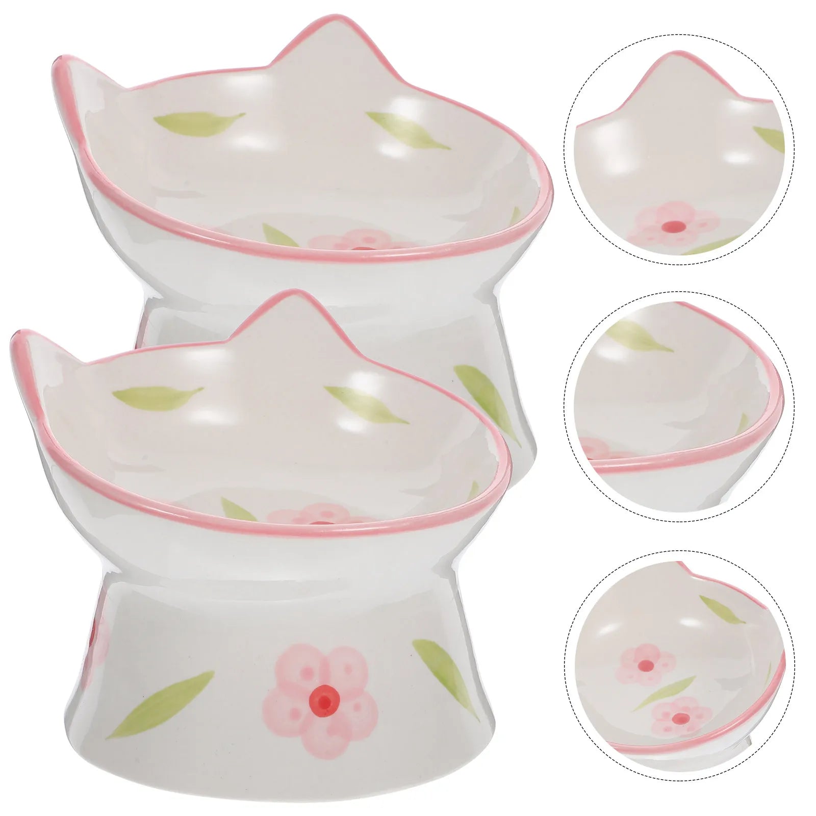 Elevated Cat Bowls Raised Feeding Anti-skid Stable Base Ear Design