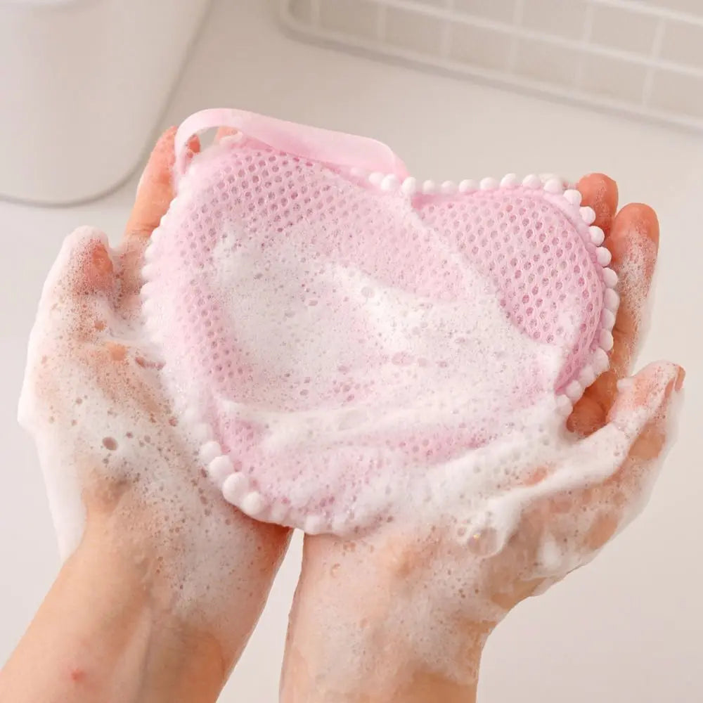 Durable Cloud Heart Shaped Foaming Soap Bag Drawstring Exfoliating Zpaxo