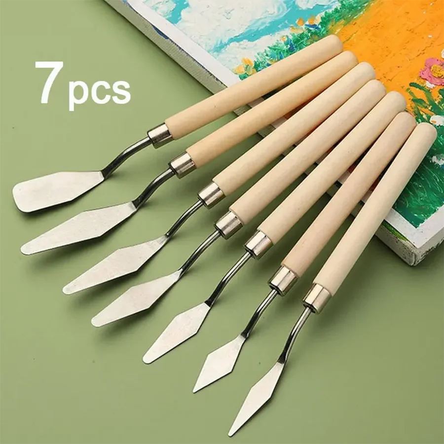 7 Stainless Steel Oil Painting Knives Artist Crafts Spatula Palette
