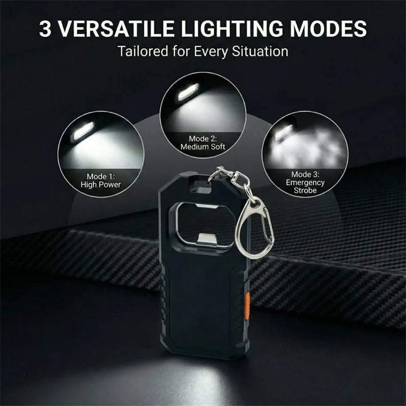 Mini Rechargeable LED Keychain Flashlight – 3 Modes & Bottle Opener Keychain Flashlight Zpaxo