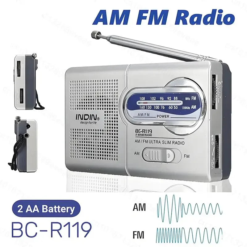 BC-R119 Radio AM FM Battery Operated Pocket Reception Long Lasting Zpaxo