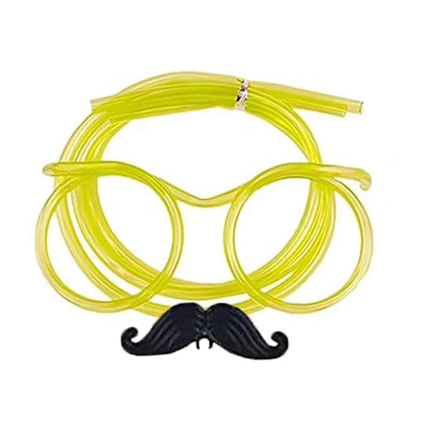 Glasses Funny Soft PVC Crazy Straws Beard Plastic Drinking Kids Party Zpaxo 8 pcs yellow