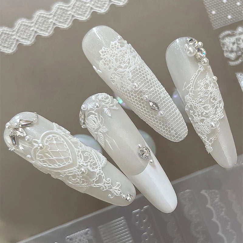 3D Lace Rose Silicone Nail Art Molds Hollow French Mesh Charms Nails Zpaxo