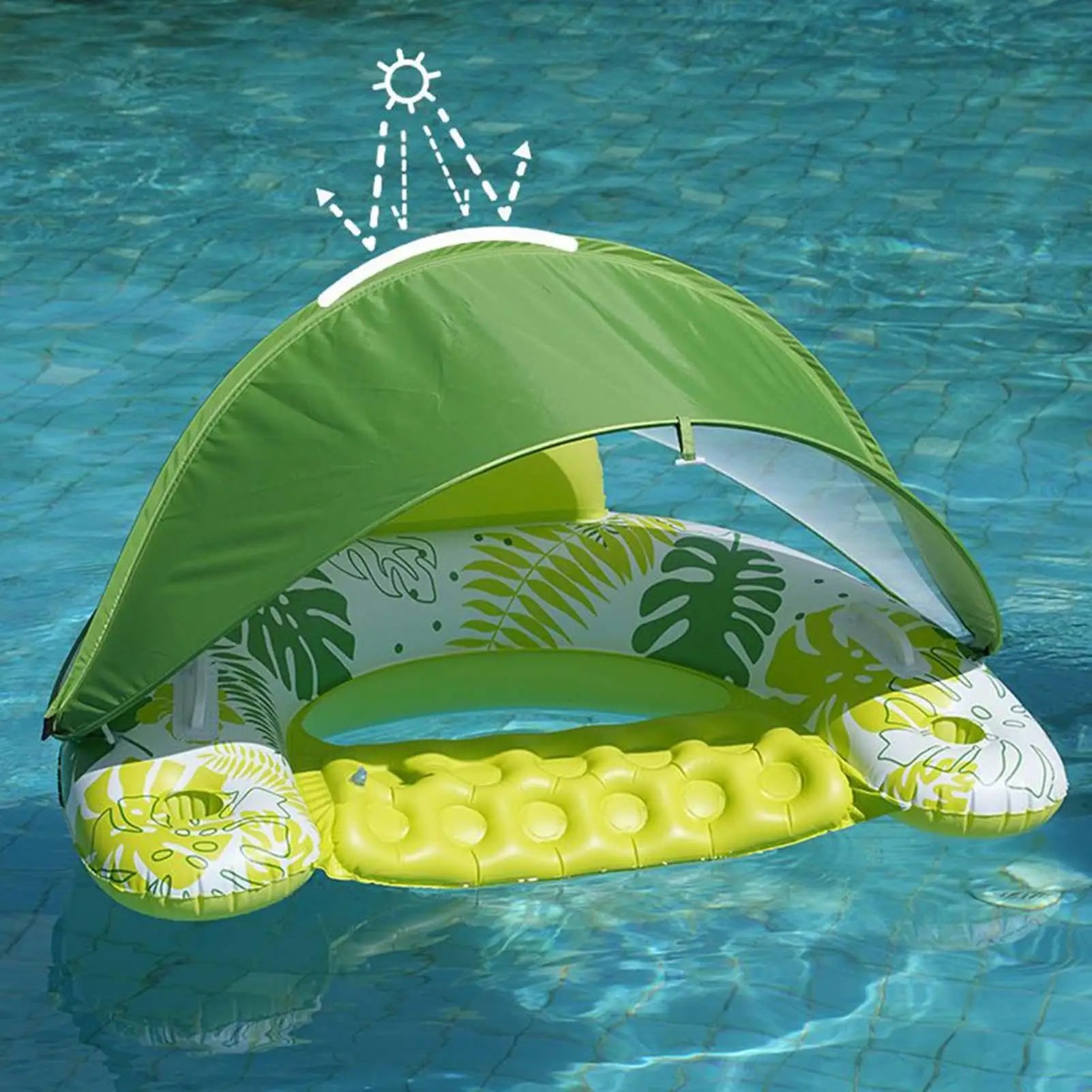Inflatable Pool Float Detachable Canopy U-shape Lounge Chair Adult