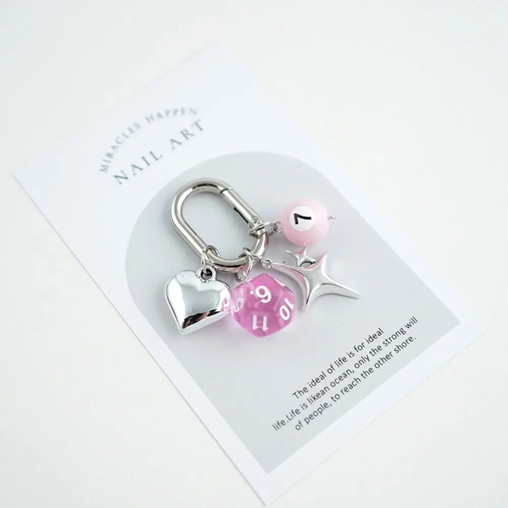 Fashion Billiard Pool Keychain Colorful Irregular Mini Billiards Keychains Ins Creative 12 Sides Cube Keyrings Zpaxo