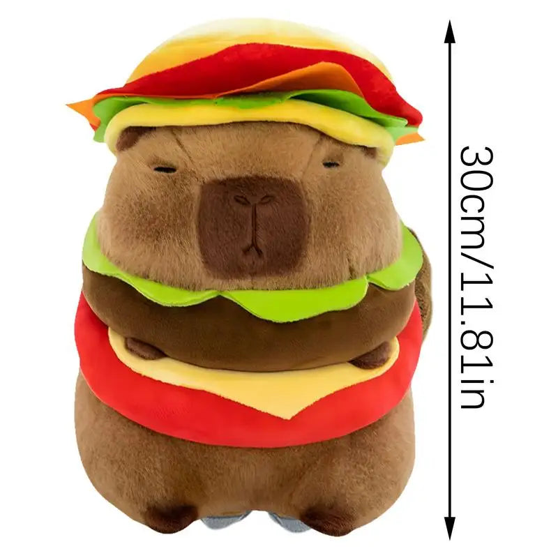 Hamburger Capybara Plush Plushies Cute Soft Doll Pillow Comfortable Zpaxo