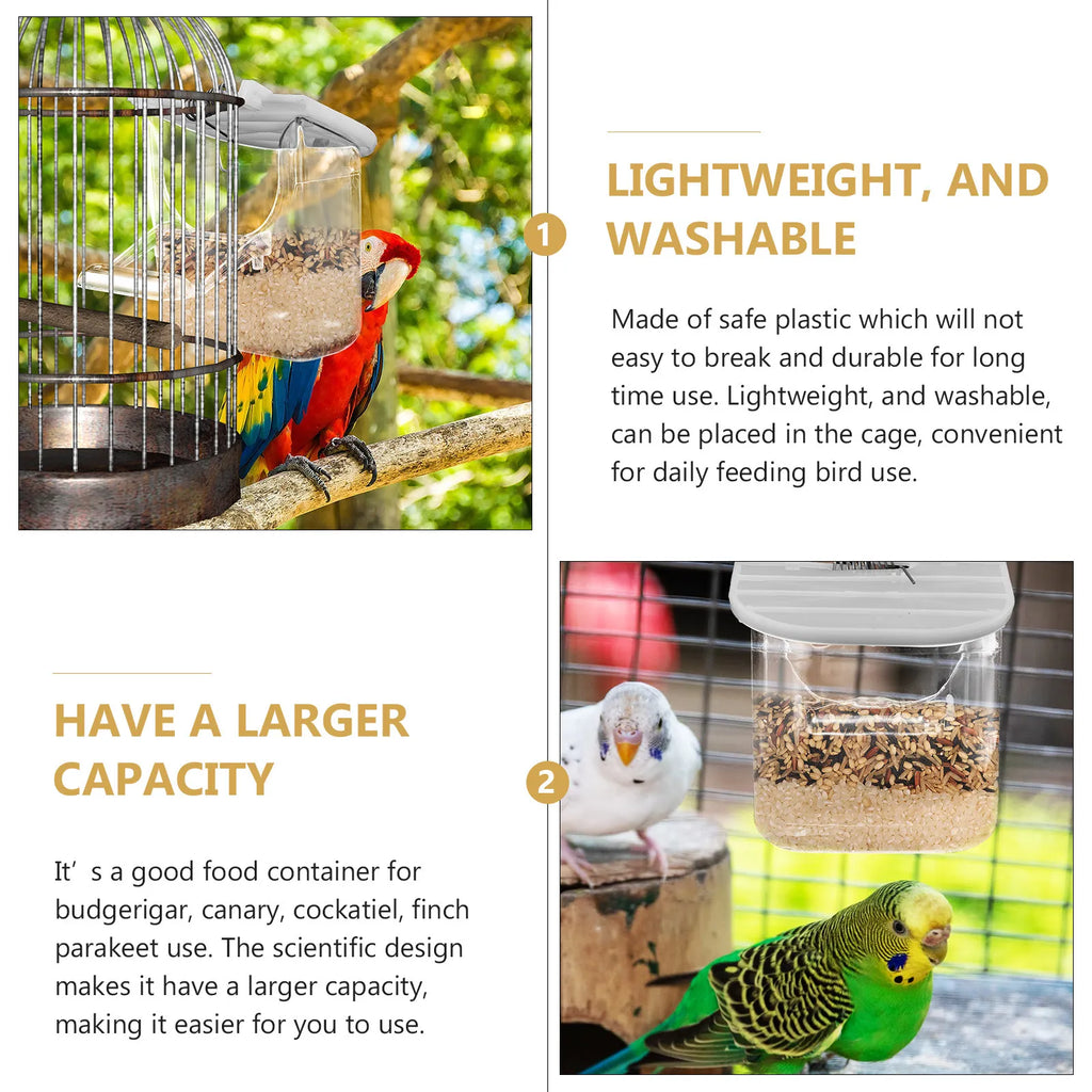 Bird Cage Feeder Hanging Parrot Food Container Safe Plastic Box