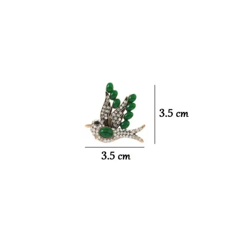 Emerald Green Swallow Brooches Men Women Retro Flying Bird Lapel Zpaxo