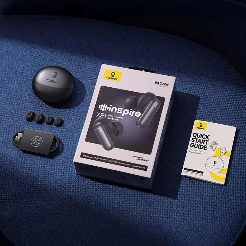 Baseus Inspire XP1 50dB Adaptive ANC Wireless Earbuds Bluetooth 6 1 Zpaxo Black