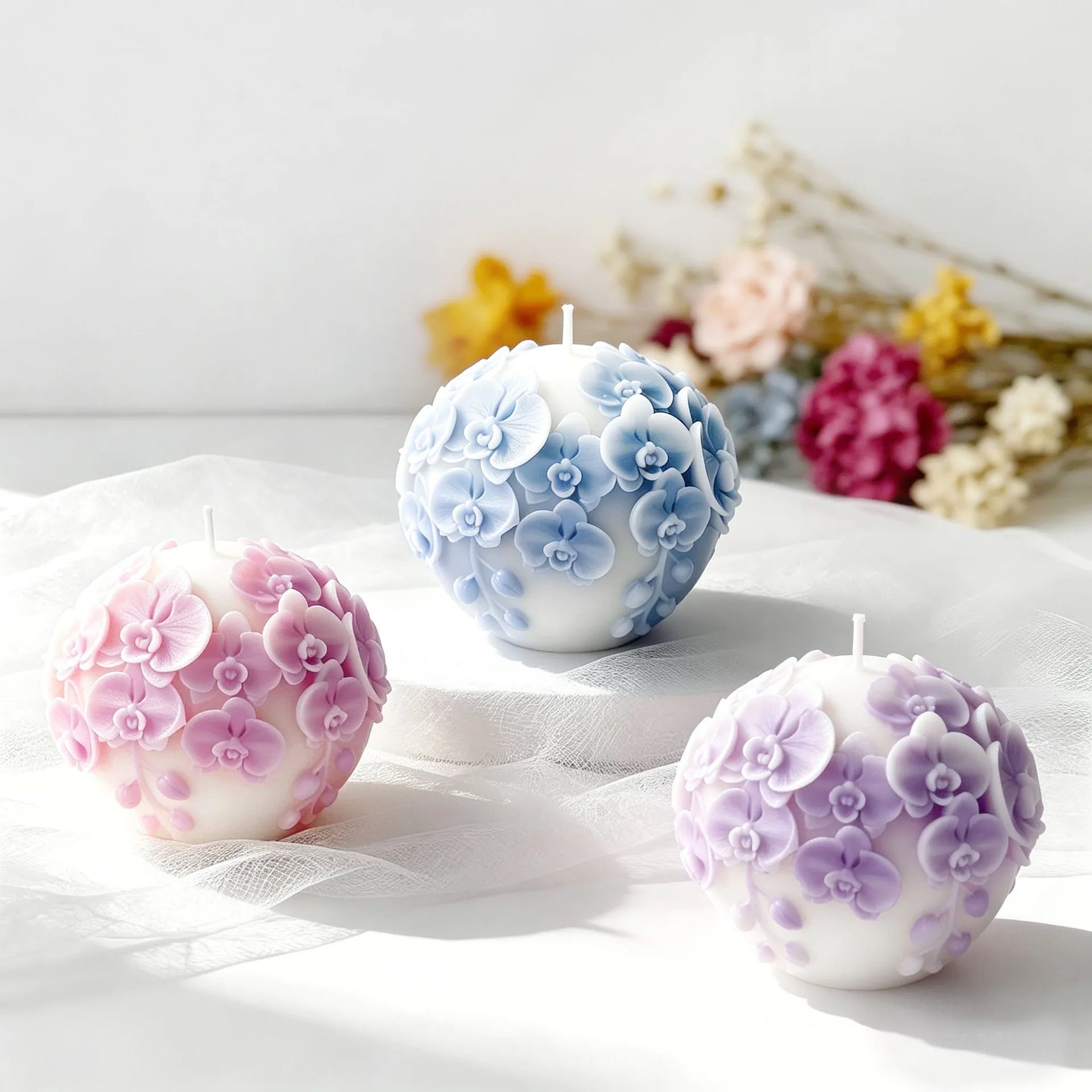 3D Flower Ball Silicone Mold – Sphere Candle Soap Resin Mold