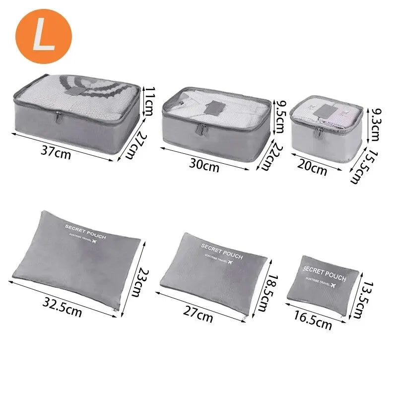 Home Travel 6-piece Clothing Storage and Organizing Bag Thickened Cosmetics Storage Bag Foldable Business Travel Storage Bag Zpaxo L-Grey
