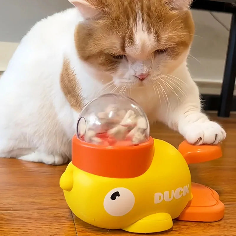 Dog Cat Pet Feeder Little Yellow Duck Interactive Puzzle Feeding