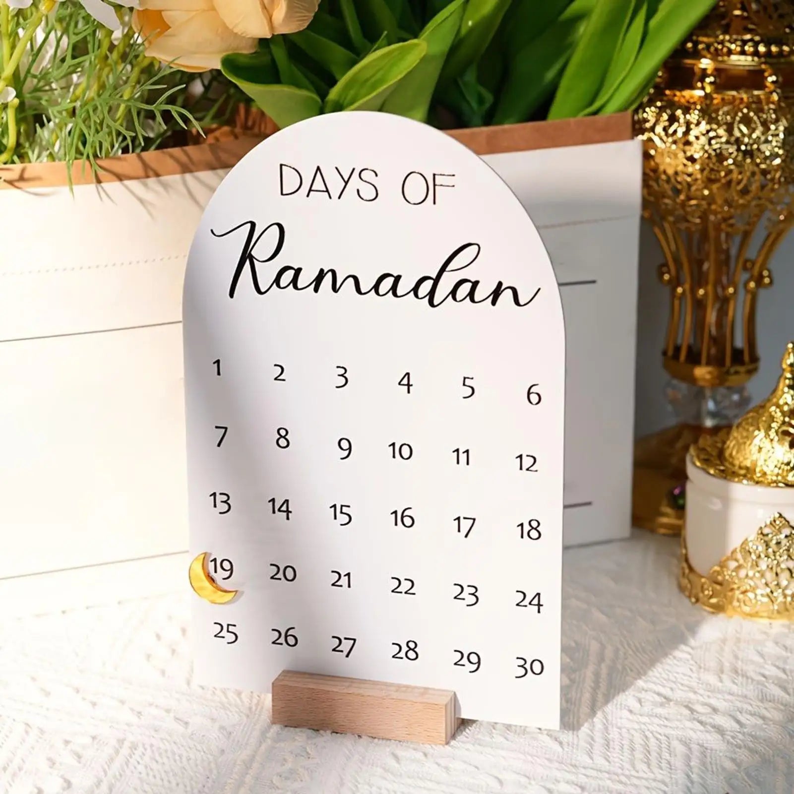 Ramadan Countdown Calendar 30 Days Acrylic Eid Mubarak Tabletop