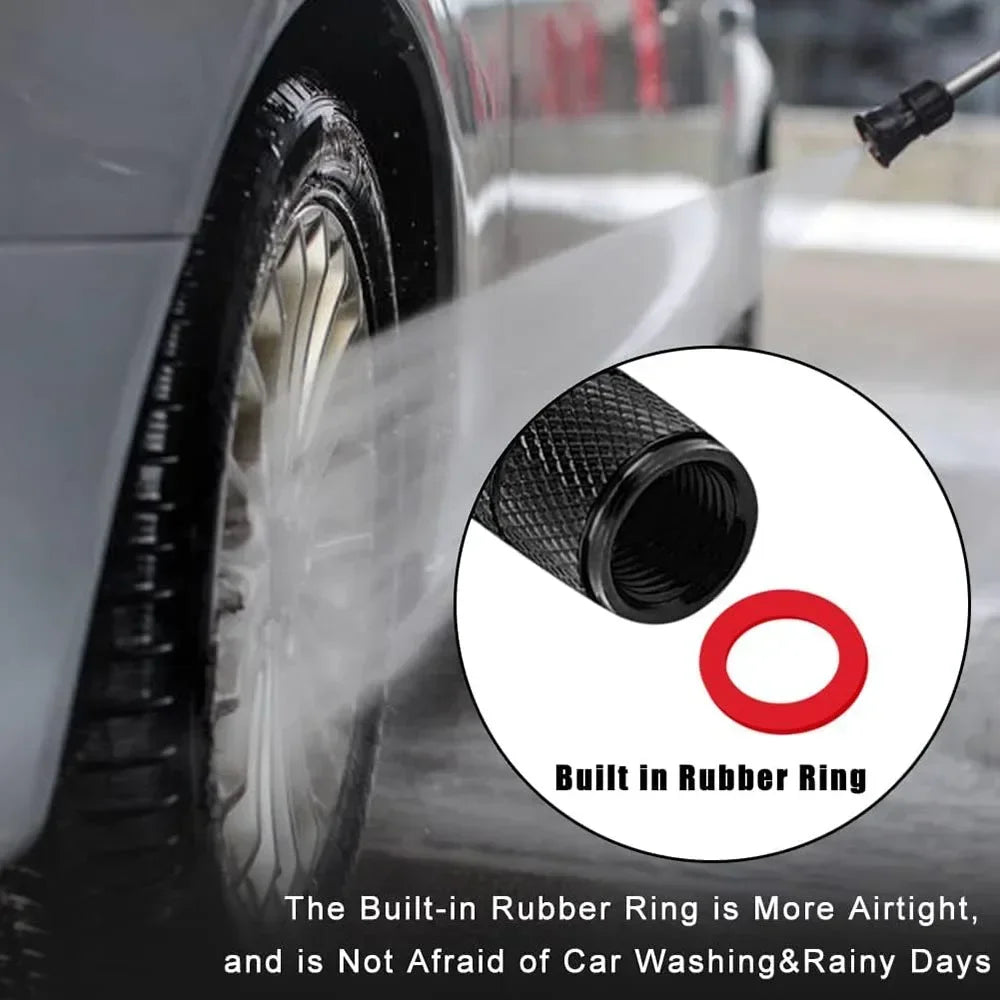 4-Pack Metal Tire Valve Stem Caps – Anti-Rust Universal Fit
