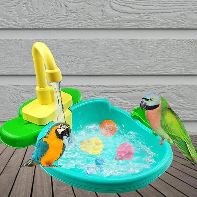 Parrot Automatic Shower Pet Bird Bath Cage Basin Bowl Birds