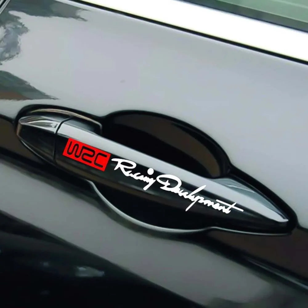 Car Styling Fashion WRC World Racing Development Creative Car Door Handle Decals Dual Color Design Stickers Vinyls Decals Zpaxo