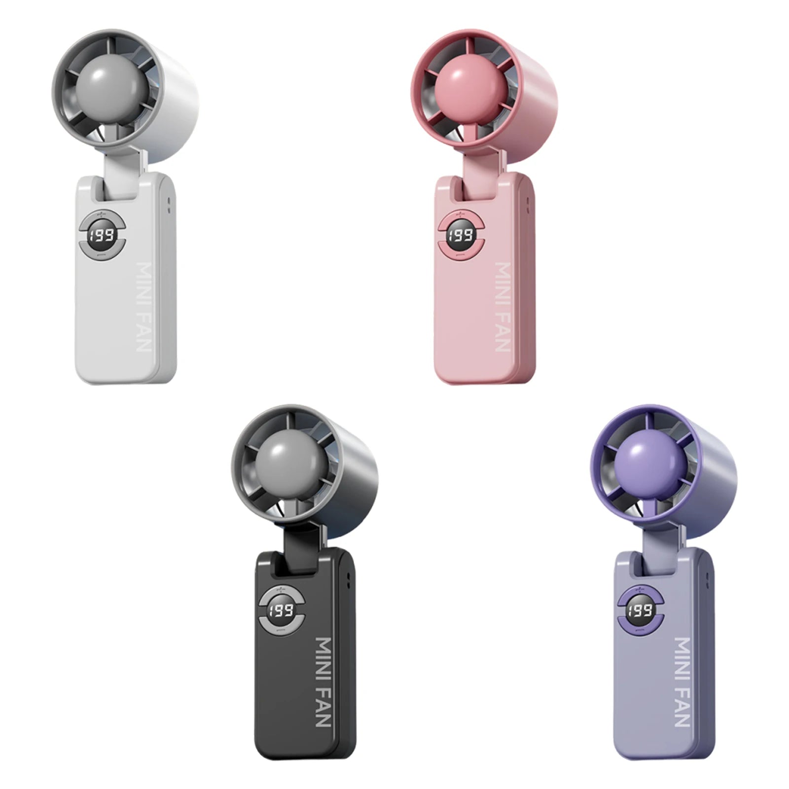 Foldable Silent Fans Type-C Charging Rechargeable Hanging Turbo Fans Adjustable Powerful Air Blower for Outdoor Travel Commute Zpaxo