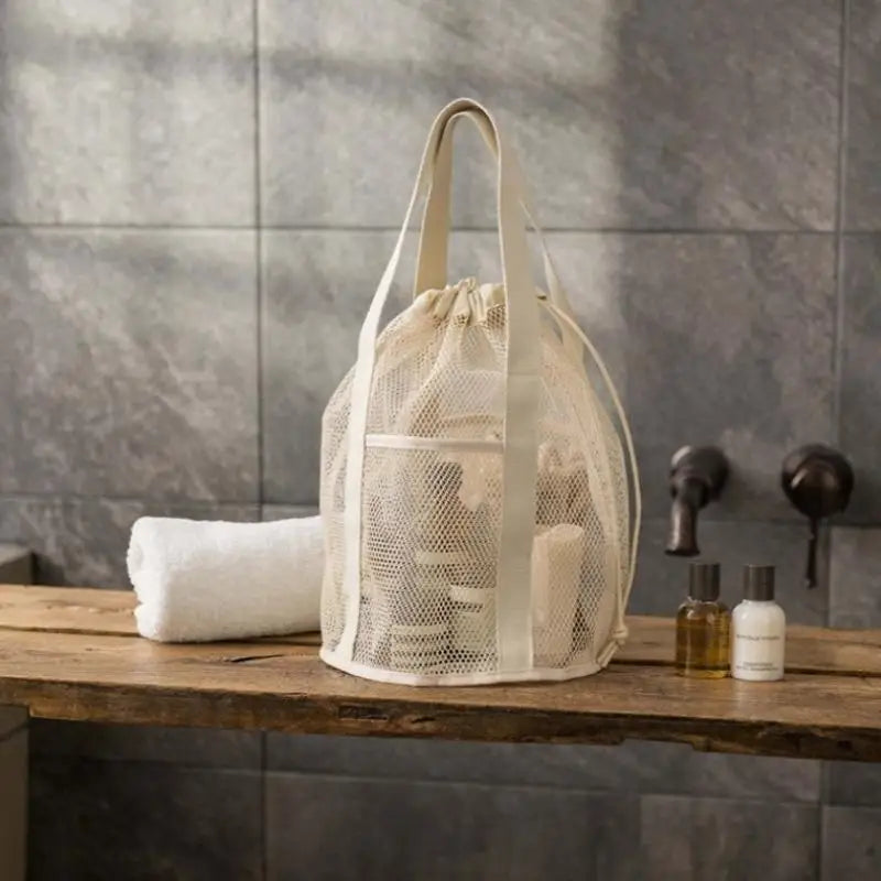 Large Mesh Drawstring Bag – Travel Toiletry & Gym Pouch