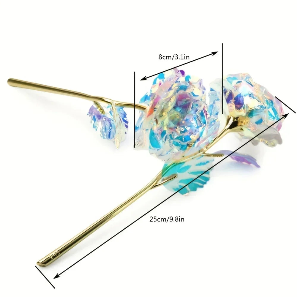 10PCS Valentine's Day Creative Gift 24K Foil Plated Rose Gold Rose Last Forever Love Wedding Decor Lover Roses Creative Gift Hot Zpaxo