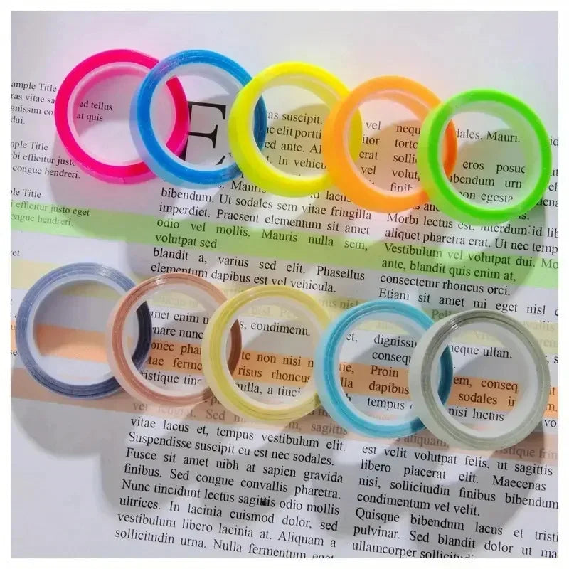 5Rolls Transparent Fluorescent Index Tabs Flags 5 Colors Book Zpaxo