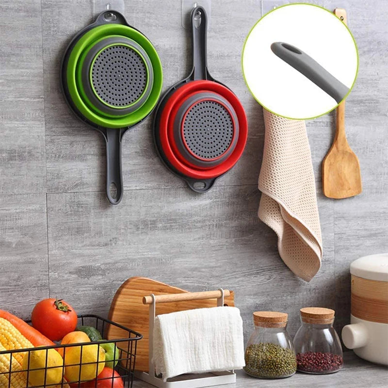 Collapsible Silicone Colander Handle Draining Pasta Veggies Fruit